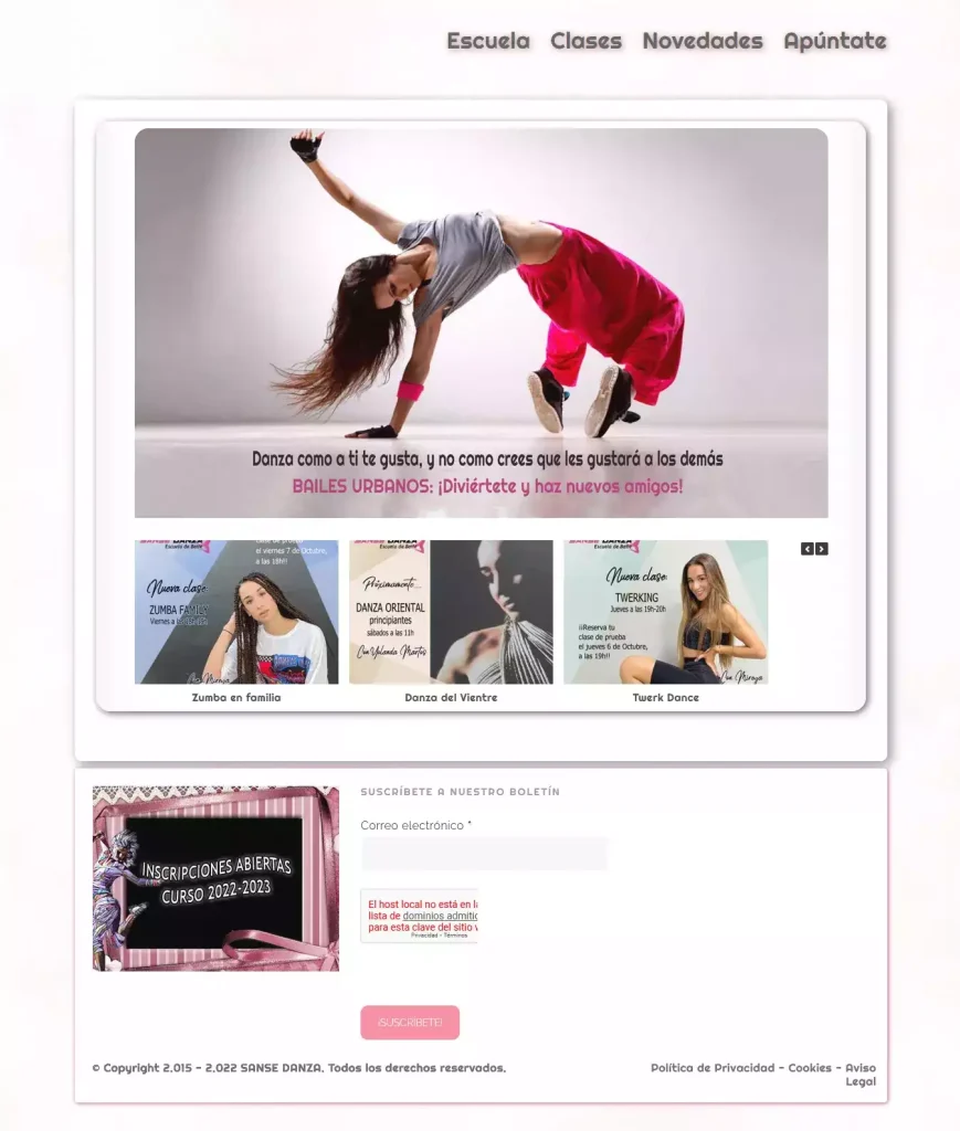 Renovar web Sanse Danza escuela de Baile (web antigua)