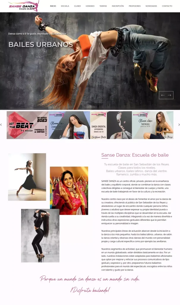 Renovar web Sanse Danza escuela de Baile (web nueva)